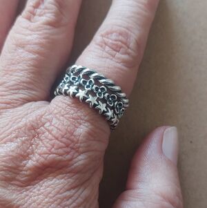 3 Pandora Sterling Silver Stackable Rings Set